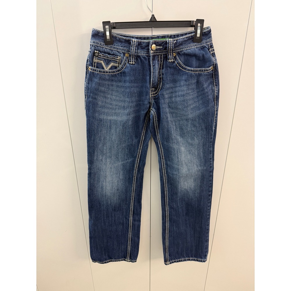 Rock & Republic Pistol Straight Leg Jeans Dark Wash Contrast Stitch 29x31